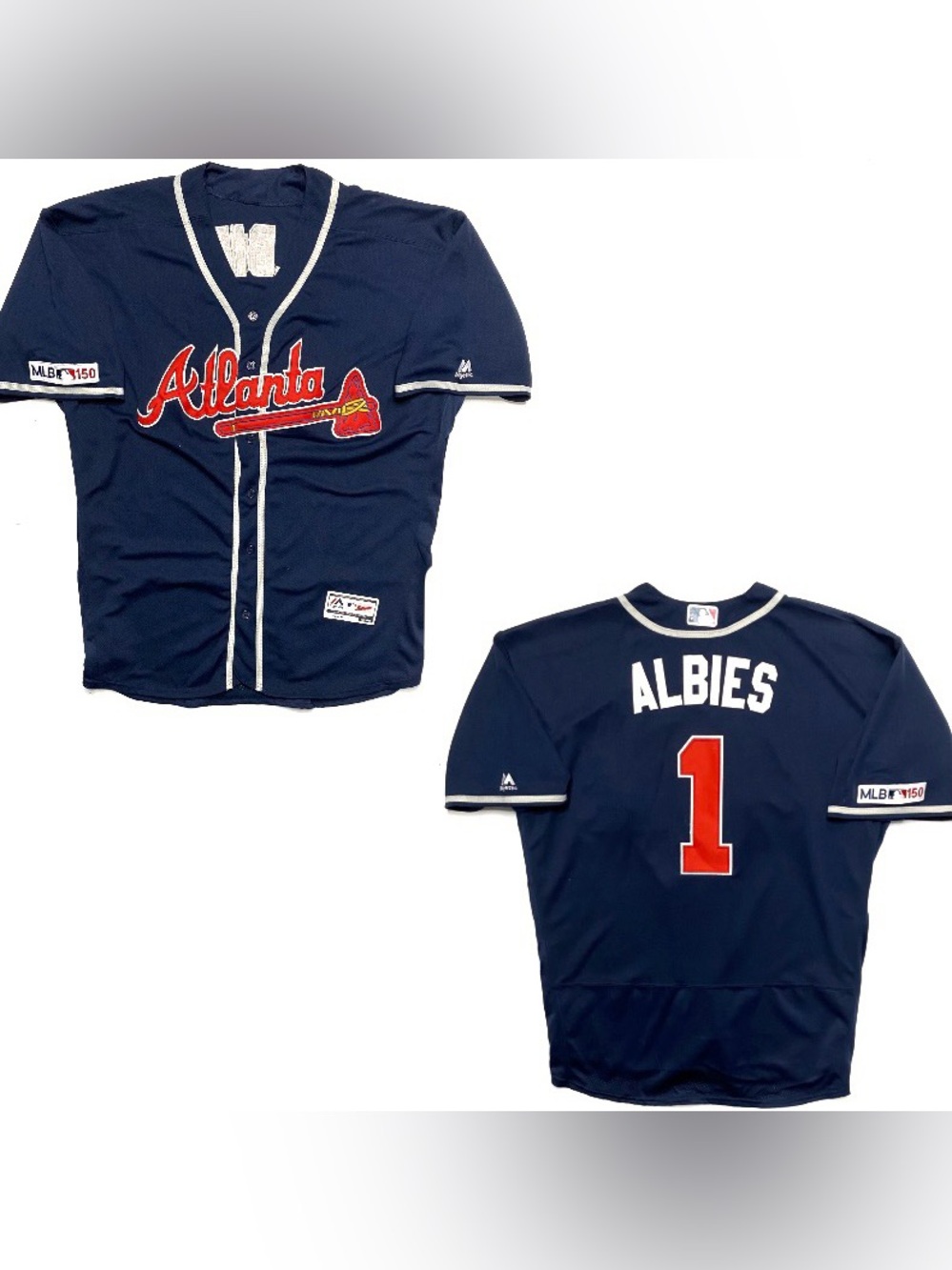 Ozzie Albies 2019 Atlanta Braves MLB 150 Anniversary Majestic Baseball Jersey 56 - Picture 3 of 9